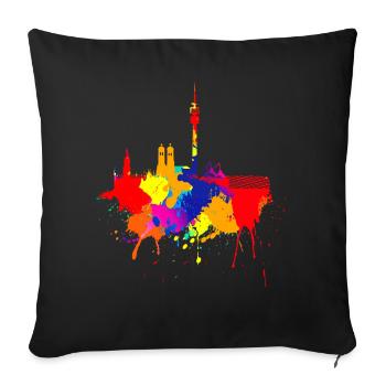 Munich Skyline Couleurs colorées Peinture Bavaria Fan - Housse de coussin décorative 45 x 45 cm - noir - Devant