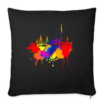 Hambourg Skyline Couleurs Colorées Peinture Art Perle - Housse de coussin décorative 45 x 45 cm - noir - Devant