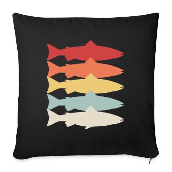 Vintage Fishing Atlantic Salmon Freshwater Fish - Sofa pillowcase 17,3'' x 17,3'' (45 x 45 cm) - black - Front