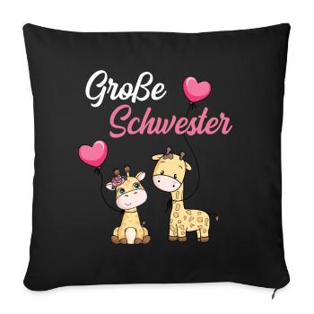 Große Schwester 2021 Giraffen süße Geschenkidee - Sofakissenbezug 45 x 45 cm - Schwarz - Vorne