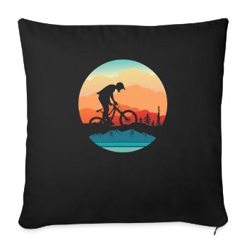 Downhill mountain bike - Sofa pillowcase 17,3'' x 17,3'' (45 x 45 cm) - black - Front