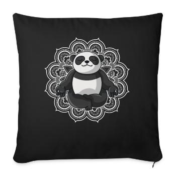 Yoga panda bear mandala yoga spirituel dames - Housse de coussin décorative 45 x 45 cm - noir - Devant