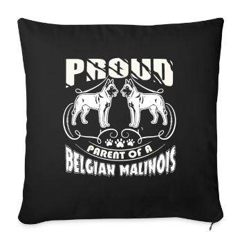 Fier parent d'une chemise Malinois belge - Housse de coussin décorative 45 x 45 cm - noir - Devant