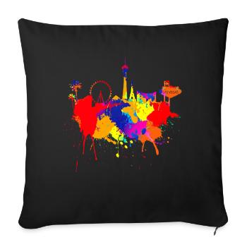 Las Vegas Skyline Nevada Bunte Farben Kunst Poker - Sofakissenbezug 45 x 45 cm - Schwarz - Vorne