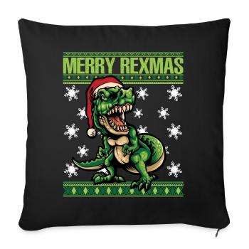 Merry Rexmas - Ugly Christmas Xmas T-Rex Design - Sofakissenbezug 45 x 45 cm - Schwarz - Vorne