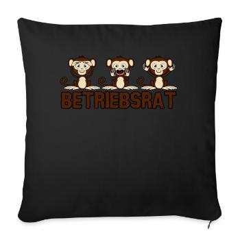 Betriebsrat lustiger Spruch mit 3 Affen - Sofakissenbezug 45 x 45 cm - Schwarz - Vorne