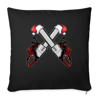 Tronçonneuse de Noël laid Tronçonneuse de Noël - Housse de coussin décorative 45 x 45 cm - noir - Devant
