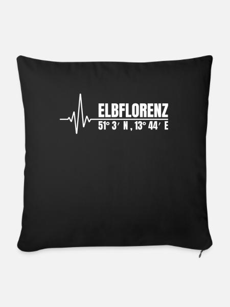 Dresden Herzschlag Koordinaten Elbflorenz Heimat - Sofakissenbezug 45 x 45 cm - Schwarz