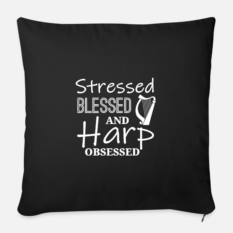 Harfen Obsession Konzert Orchester Harfe - Sofakissenbezug 45 x 45 cm - Schwarz