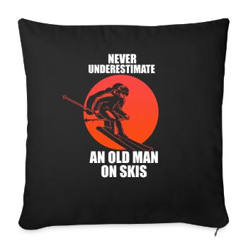 An Old Man On Skis Winter Skiing Downhill Ski Gran - Sofakissenbezug 45 x 45 cm - Schwarz - Vorne