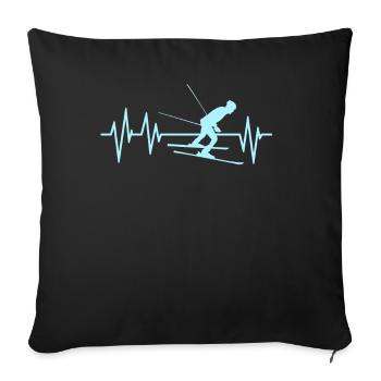 Le rythme cardiaque du ski - Housse de coussin décorative 45 x 45 cm - noir - Devant