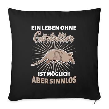 Gürteltier Schuppentier Gepanzert Fossil - Leben - Sofakissenbezug 45 x 45 cm - Schwarz - Vorne