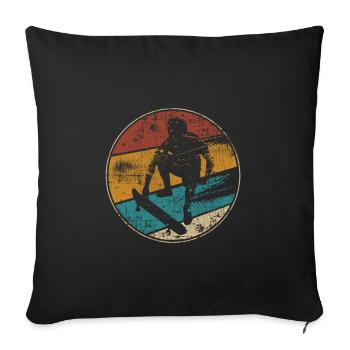Skateboard patineur vintage - Housse de coussin décorative 45 x 45 cm - noir - Devant