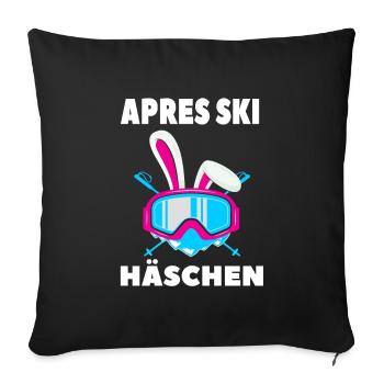 Apres Ski Häschen Skihase Geschenk - Sofakissenbezug 45 x 45 cm - Schwarz - Vorne