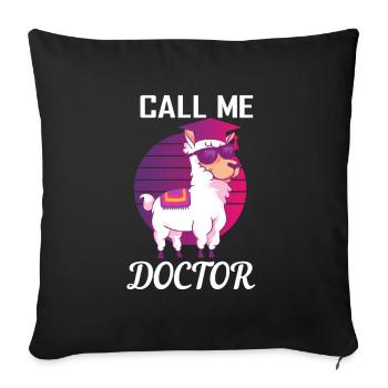 Call me Doctor - Doctorat en alpaga Lama - Housse de coussin décorative 45 x 45 cm - noir - Devant