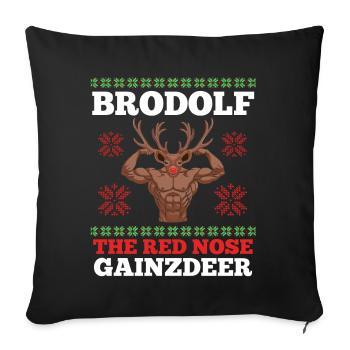 Noël Brodolf The Red Nose Gainzdeer Funny - Housse de coussin décorative 45 x 45 cm - noir - Devant