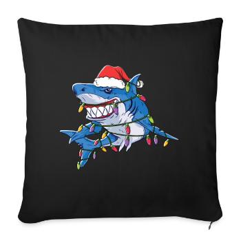 Santa Shark Christmas Lights - Housse de coussin décorative 45 x 45 cm - noir - Devant