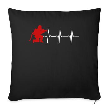 Feuerwehr Herzschlag Feuer Notfall - Sofakissenbezug 45 x 45 cm - Schwarz - Vorne