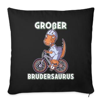 Großer Brudersaurus 2020 Bruder Dino ich werde - Sofakissenbezug 45 x 45 cm - Schwarz - Vorne
