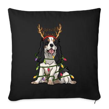 Kavalier König Charles Spaniel Santa Christmas Ligh - Sofakissenbezug 45 x 45 cm - Schwarz - Vorne