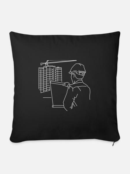 Bauingenieur Design - Sofakissenbezug 45 x 45 cm - Schwarz