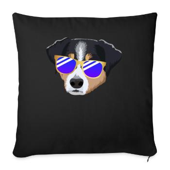 Appenzeller Sennenhund avec des lunettes de soleil - Housse de coussin décorative 45 x 45 cm - noir - Devant