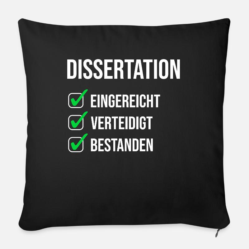 PhD Dissertation Promotion Gift - Sofa pillowcase 17,3'' x 17,3'' (45 x 45 cm) - black
