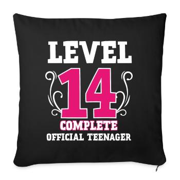 14e anniversaire fille cadeau adolescent 14 ans - Housse de coussin décorative 45 x 45 cm - noir - Devant