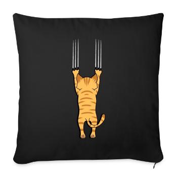 cat cats funny domestic cat wildcat child meow - Sofa pillowcase 17,3'' x 17,3'' (45 x 45 cm) - black - Front