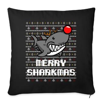 Shark Ugly Christmas Xmas Gift - Sofa pillowcase 17,3'' x 17,3'' (45 x 45 cm) - black - Front