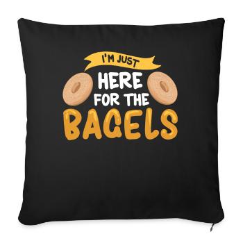 Petit-déjeuner de pâtisserie petit pain cadeau bagel - Housse de coussin décorative 45 x 45 cm - noir - Devant