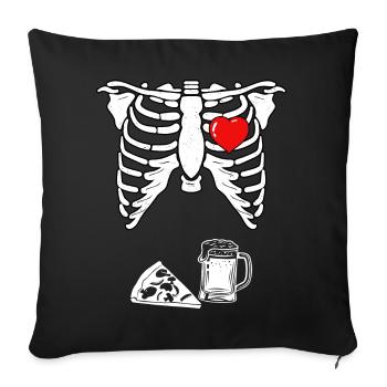 Skeleton Pregnancy Pizza Beer Xray - Sofakissenbezug 45 x 45 cm - Schwarz - Vorne