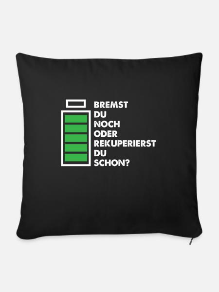 Elektroauto E-Auto Akku Rekuperieren Geschenk - Sofakissenbezug 45 x 45 cm - Schwarz