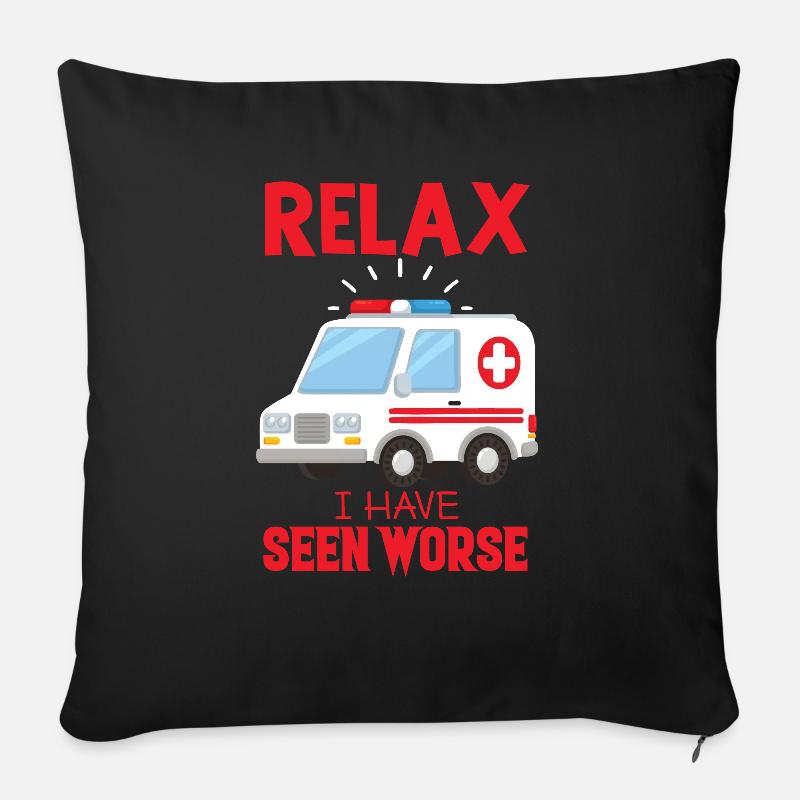 Ambulance disant urgence paramédicale - Housse de coussin décorative 45 x 45 cm - noir