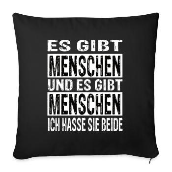 Ich Hasse Menschen - Sofakissenbezug 45 x 45 cm - Schwarz - Vorne