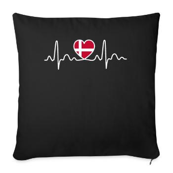 Denmark flag heartbeat - Sofa pillowcase 17,3'' x 17,3'' (45 x 45 cm) - black - Front