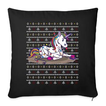 Einhorn Ugly Christmas Geschenkidee - Sofakissenbezug 45 x 45 cm - Schwarz - Vorne