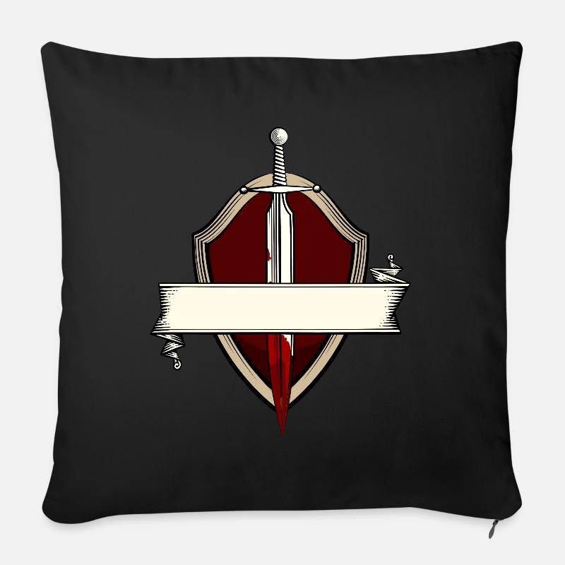 Schwert Banner Wappen Mittelalter Schwertkampf - Sofakissenbezug 45 x 45 cm - Schwarz