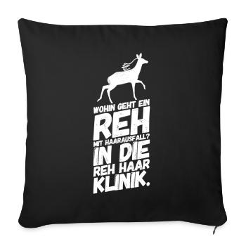 Kinderwitze Lustige Sprüche Reh Haar Klinik - Sofakissenbezug 45 x 45 cm - Schwarz - Vorne