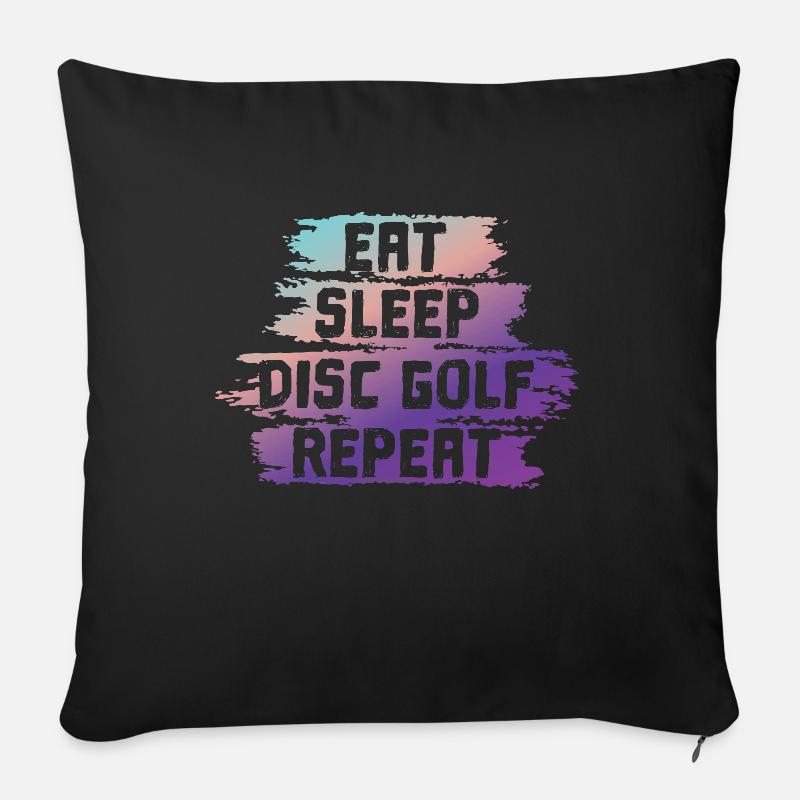 Eat Sleep Discgolf Repeat - Sofakissenbezug 45 x 45 cm - Schwarz