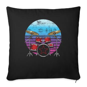 Batteur batterie batteur baguettes musique - Housse de coussin décorative 45 x 45 cm - noir - Devant