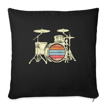 Batteur batterie batteur baguettes musique - Housse de coussin décorative 45 x 45 cm - noir - Devant