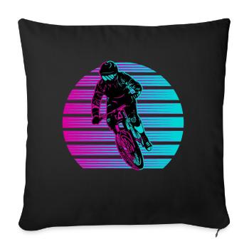 Descente vtt vintage vtt - Housse de coussin décorative 45 x 45 cm - noir - Devant