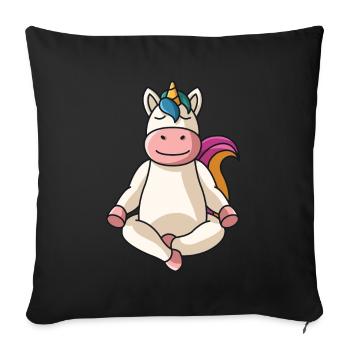 Licorne yoga mandala yoga spirituel dames disant - Housse de coussin décorative 45 x 45 cm - noir - Devant