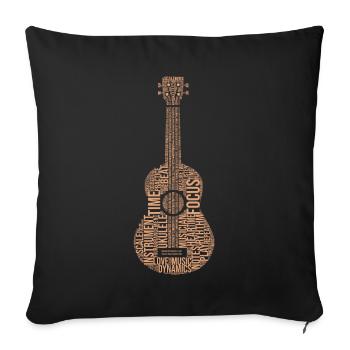 Ukulélé Word Cloud Ukulele Player Hawaiian Musicia - Housse de coussin décorative 45 x 45 cm - noir - Devant