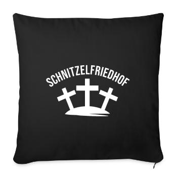 Bauch Schnitzelfriedhof Feinkost Feinkostgewölbe - Sofakissenbezug 45 x 45 cm - Schwarz - Vorne