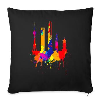 Shanghai Skyline China Bunte Farben Asien Liebe - Sofakissenbezug 45 x 45 cm - Schwarz - Vorne