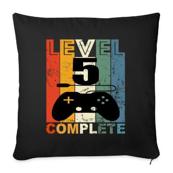 5e anniversaire gaming gamer cadeau d’anniversaire - Housse de coussin décorative 45 x 45 cm - noir - Devant