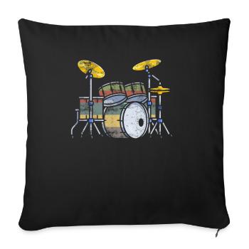 Batteur batterie batteur baguettes musique - Housse de coussin décorative 45 x 45 cm - noir - Devant