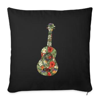 Floral Tropical Ukulele Player Hawaiian Musician - Sofakissenbezug 45 x 45 cm - Schwarz - Vorne